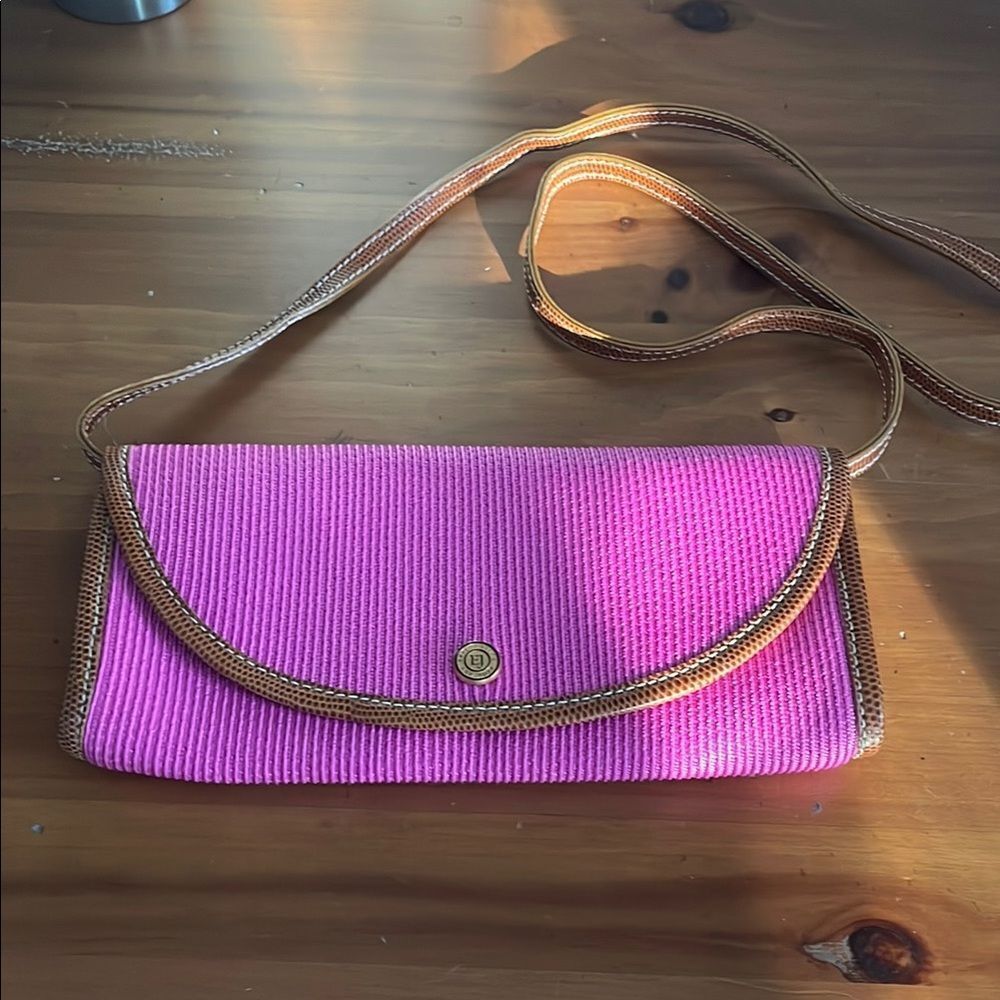 Eric Javits Pink  and Tan Woven Bag